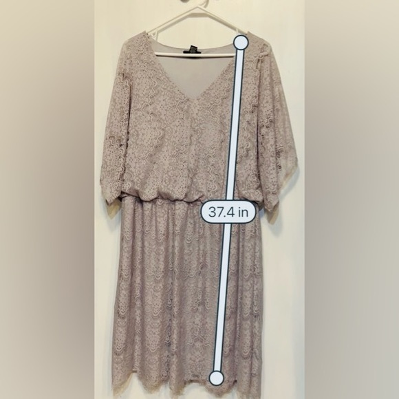 Alfani XL Blouson Midi Gray Lace overlay with Gray Lining Blouson with V-neck - Picture 6 of 11